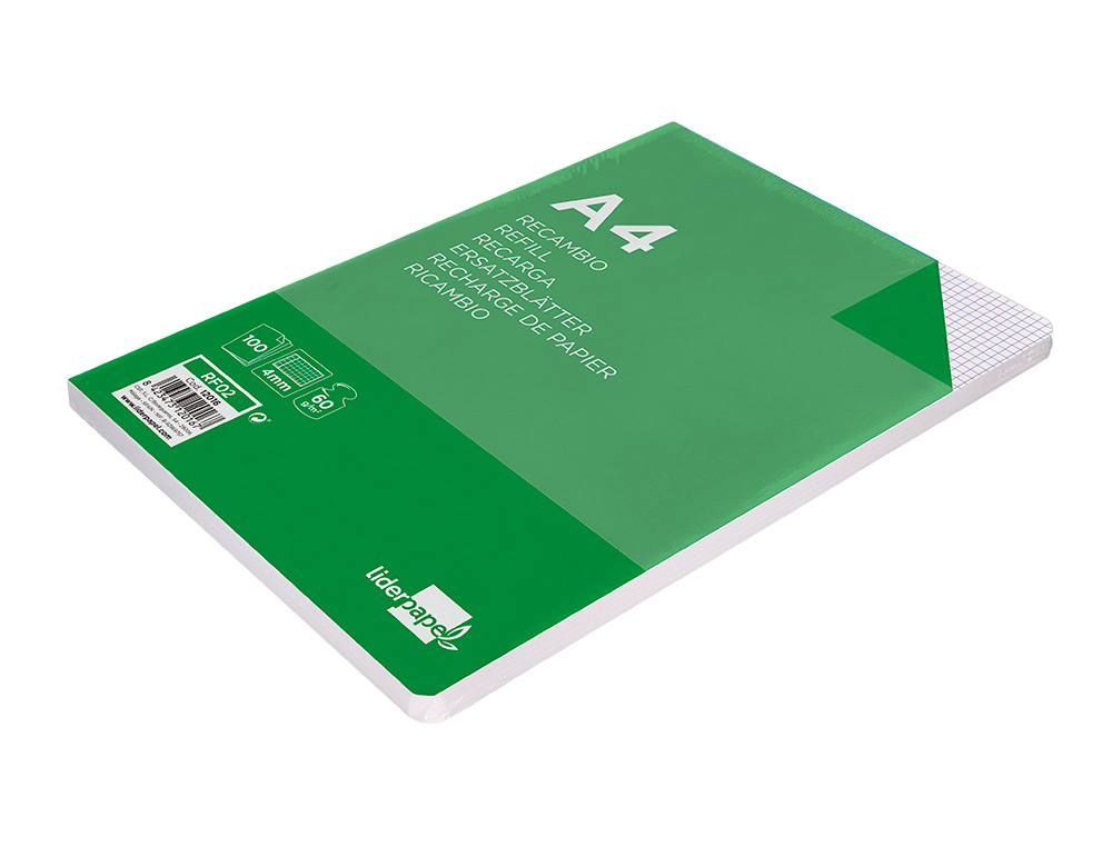 RECARGA LIDERPAPEL FOLIO 100 F 0TF-01 QUADRICULADO 4 MM SEM FUROS COM MARGEM