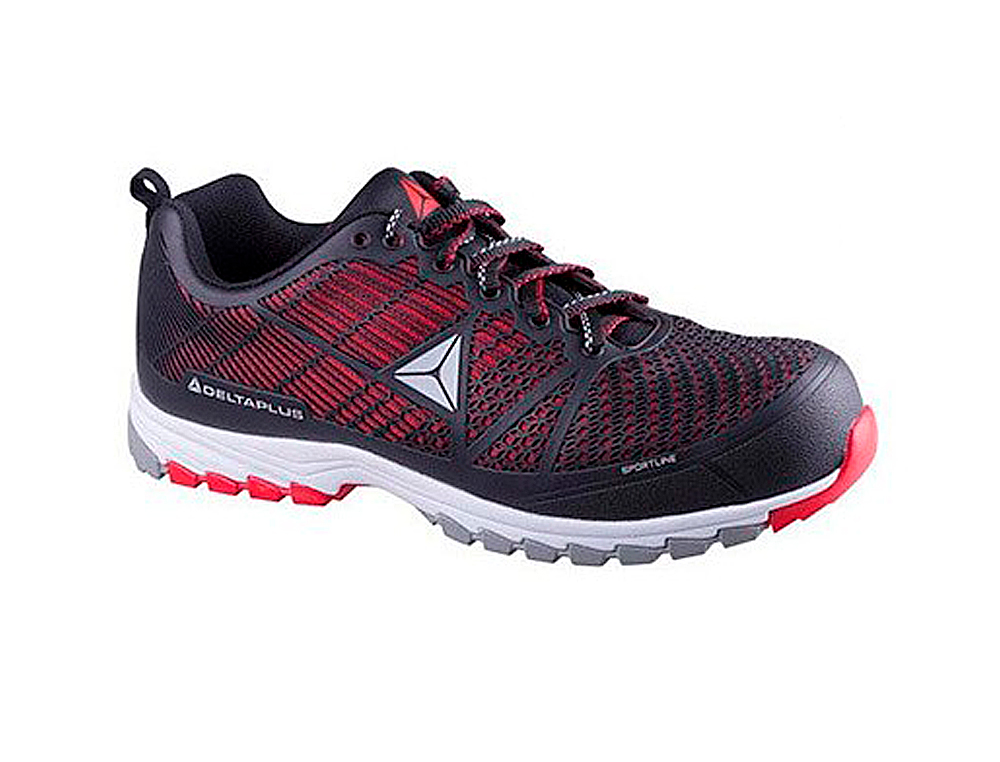SAPATOS DE SEGURANCA DELTAPLUS DE POLIURETANO E MALHA S1P PRETO E VERMELHO TAMANHO 40