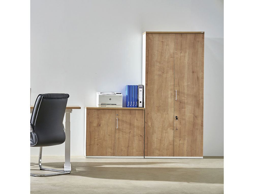 ARMARIO ROCADA COM DOIS GAVETAS SERIE STORE 78X90X45 CM ACABAMENTO AB01 ALUMINIO/FAIA
