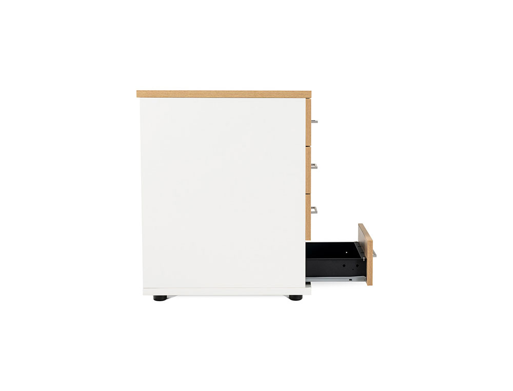 ARMARIO ROCADA COM TRES GAVETAS SERIE STORE 58X40X59,5 CM ACABAMENTO AB01 ALUMINIO/FAIA