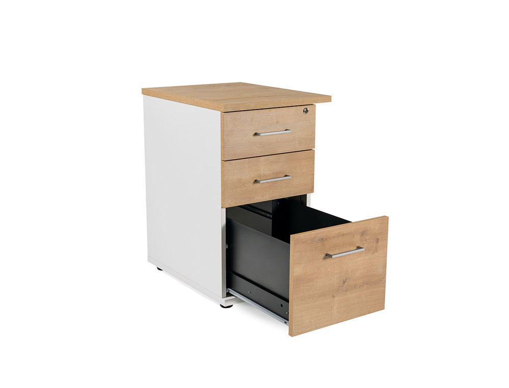 ARMARIO ROCADA COM TRES GAVETAS SERIE STORE 60X50X72 CM ACABAMENTO AW04 BRANCO/BRANCO