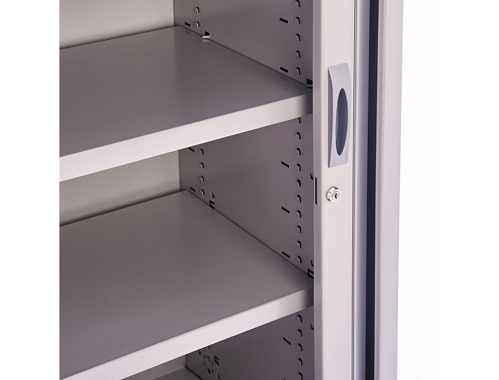 ARMARIO METALICO ROCADA DOIS PORTAS TIPO PERSIANA INCLUI QUATRO PRATELEIRA SERIE STORE 198X80X45 CM ACABAMENTO AC00 CINZ