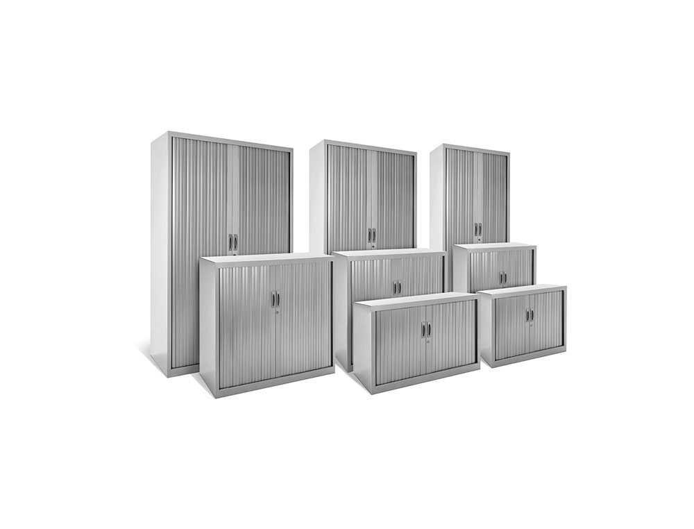 ARMARIO METALICO ROCADA DOIS PORTAS TIPO PERSIANA INCLUI QUATRO PRATELEIRA SERIE STORE 198X80X45 CM ACABAMENTO AC00 CINZ
