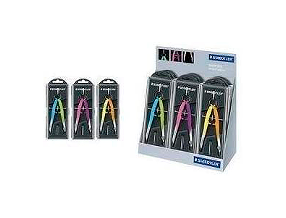 COMPASSO STAEDTLER MICROMETRICO 556 COR NEON EXPOSITOR DE SECRETARIA DE 9 UNIDADES SORTIDAS