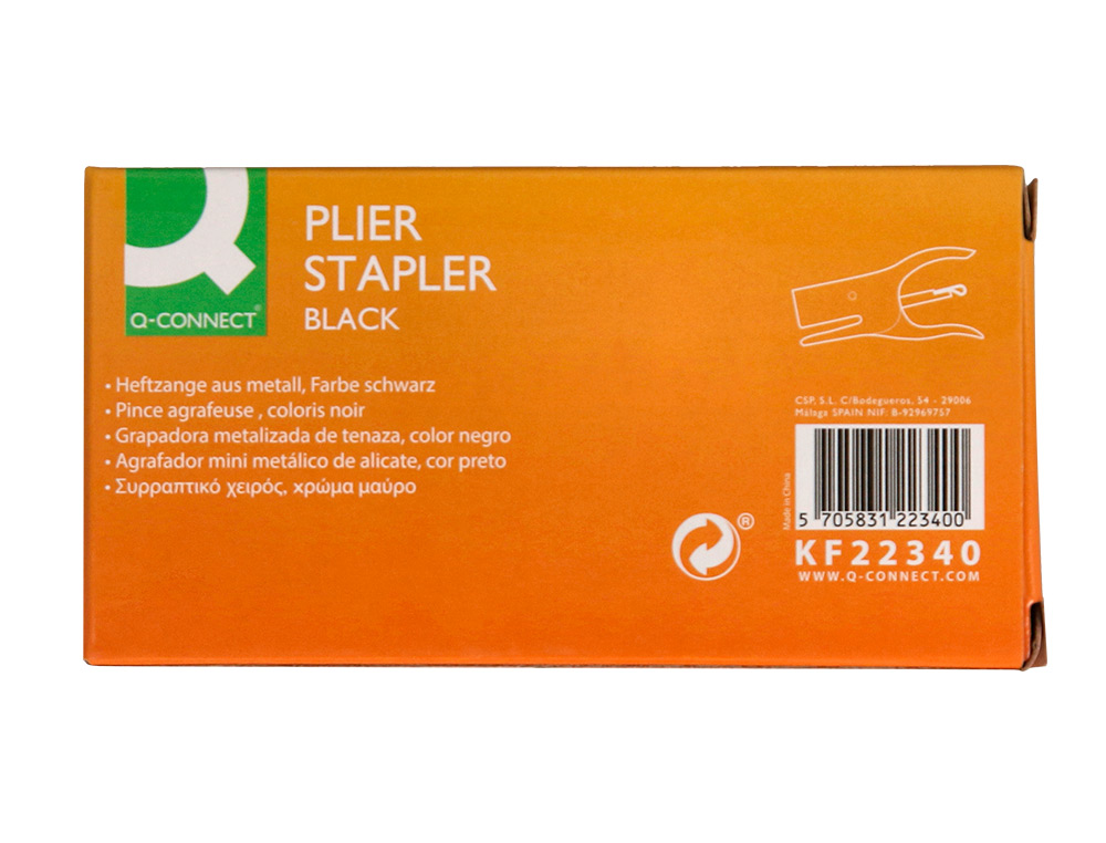 AGRAFADOR Q-CONNECT DE ALICATE CAPACIDADE 12 FOLHAS USA AGRAFES NUMERO 10 METALICO COR PRETO
