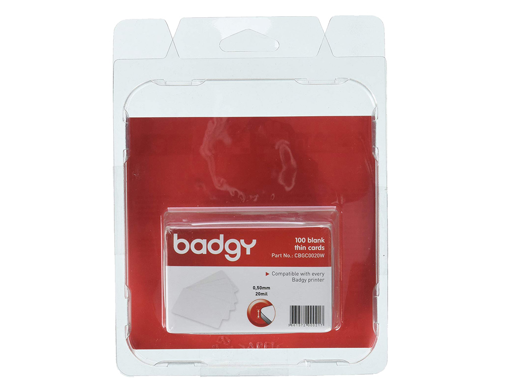 CARTAO PVC PARA IMPRESSORA BADGY ESPESSURA 0,76 MM PACK DE 100 UNIDADES