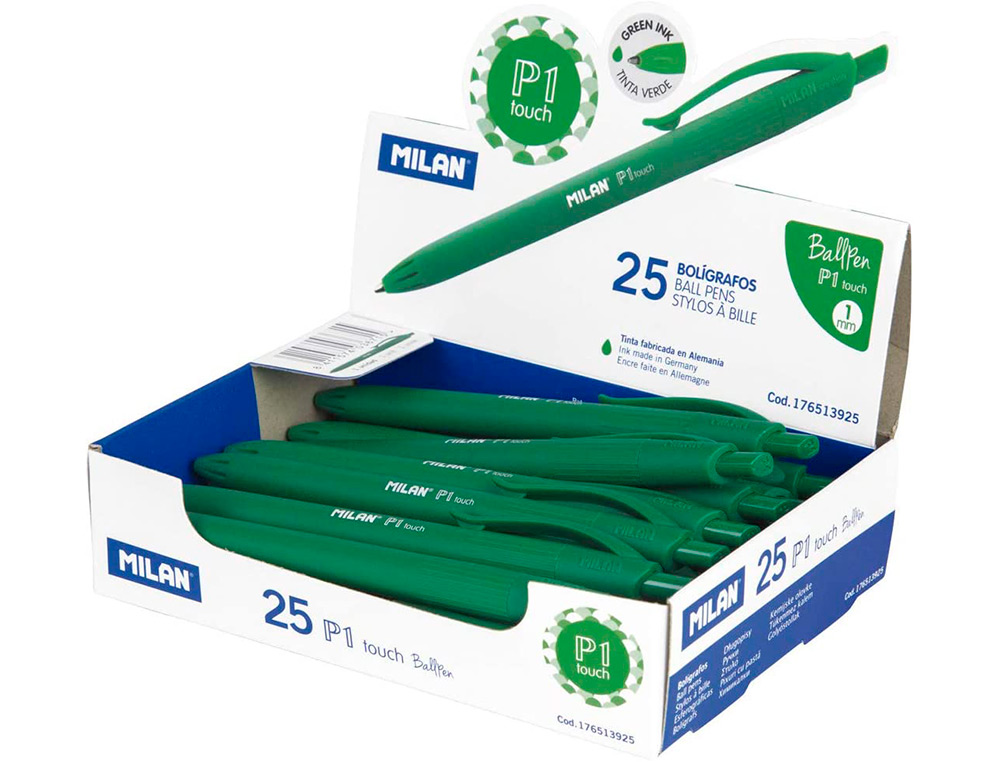 ESFEROGRAFICA MILAN P1 RETRATIL 1 MM TOUCH VERDE