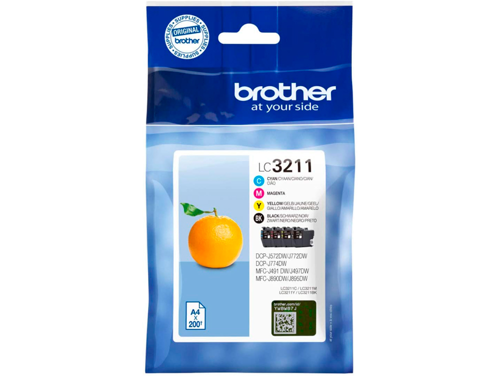 TINTEIRO BROTHER LC3211 DCP-J572 / DCP-J772 / DCP-J774 / MFC-J890 / MFC-J895 PACK 4 AMARELO