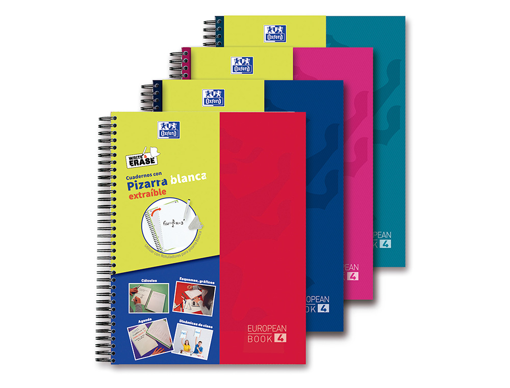 CADERNO ESPIRAL OXFORD EUROPEANBOOK 5 WRITE&ERASE SCHOOL CLASSIC DIN A4+ 120 FOLHAS QUADRICULA 5 MM COM MARGEM