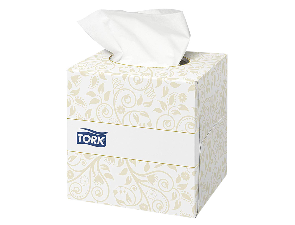 LENCOS DE PAPEL TORK EXTRA SUAVES 2 FOLHAS 20,9X20 CM CAIXA CUBO DE 100 UNIDADES