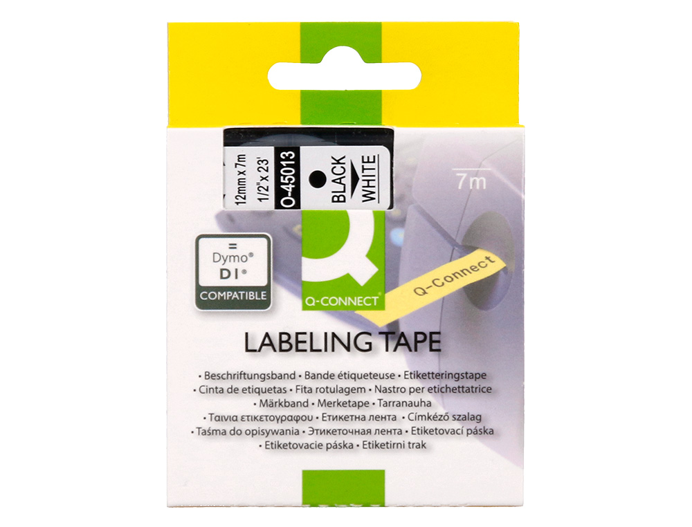 FITA Q-CONNECT 1000 PRETA-BRANCA 12MM X 7MT D1