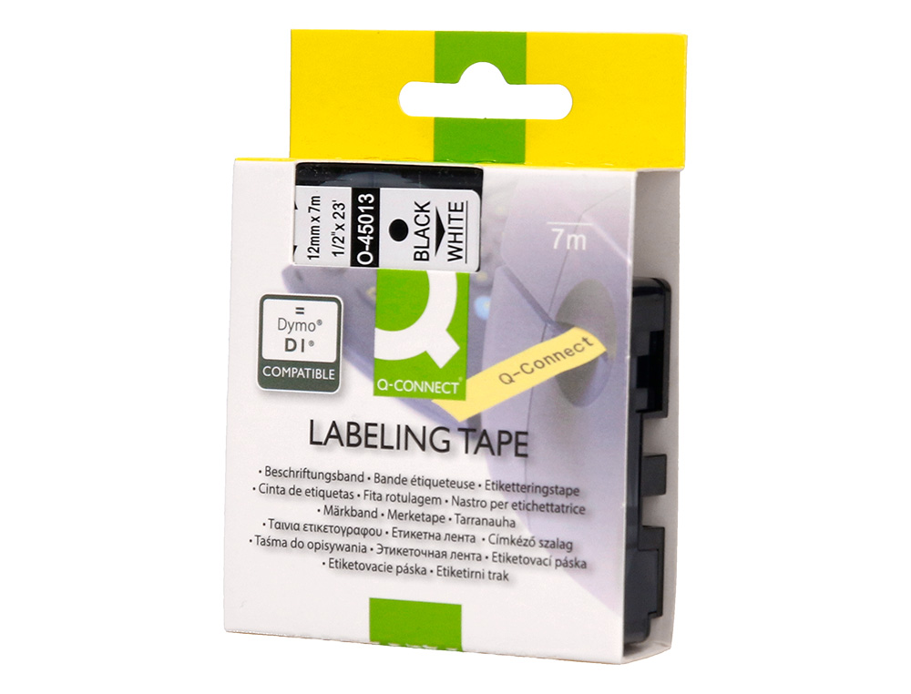 FITA Q-CONNECT 1000 PRETA-BRANCA 12MM X 7MT D1