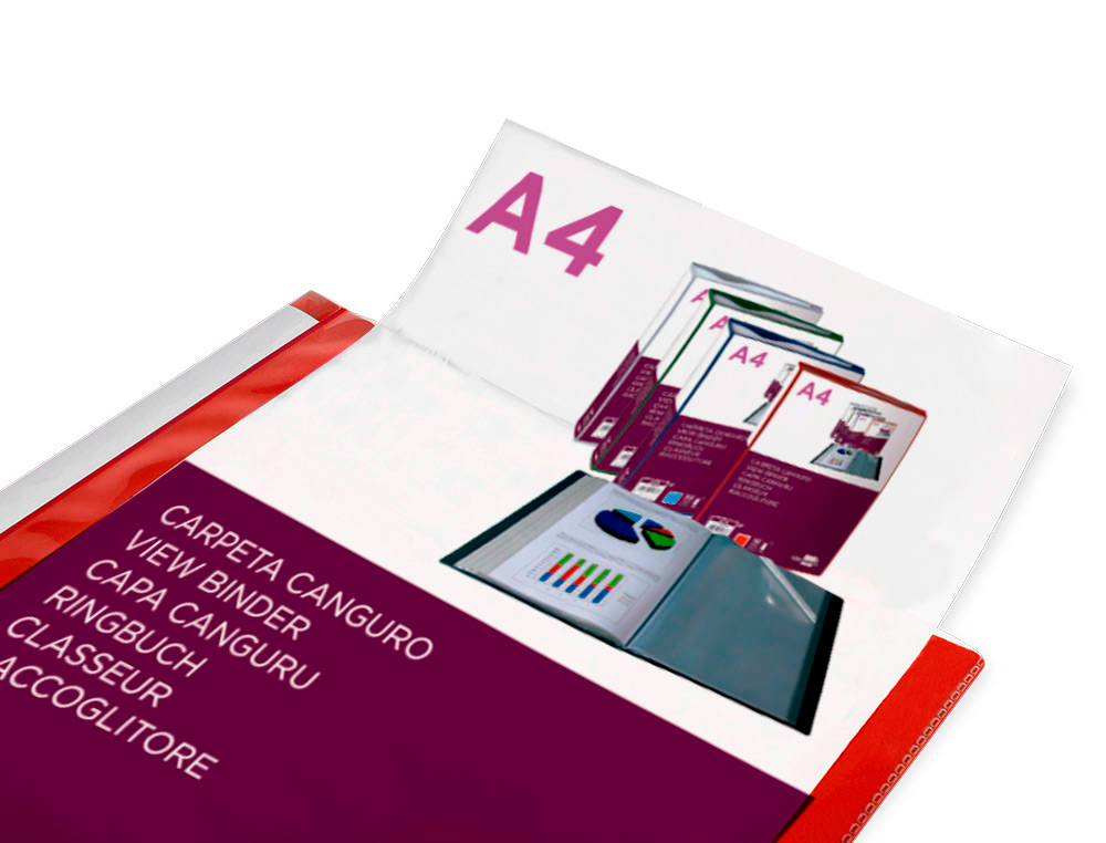 PASTA CANGURU LIDERPAPEL 80 BOLSAS POLIPROPILENO DIN A4 VERMELHO TRANSLUCIDO CAPA E LOMBADA PERSONALIZAVEL
