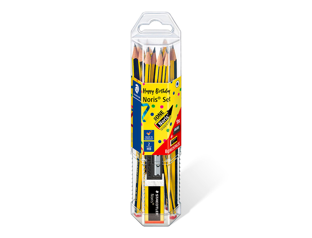 LAPICES DE GRAFITO STAEDTLER NORIS N.2 HB BLISTER PROMOCIONAL 120 ANIVERS DE 12 UDS + AFILALAPIZ Y GOMA