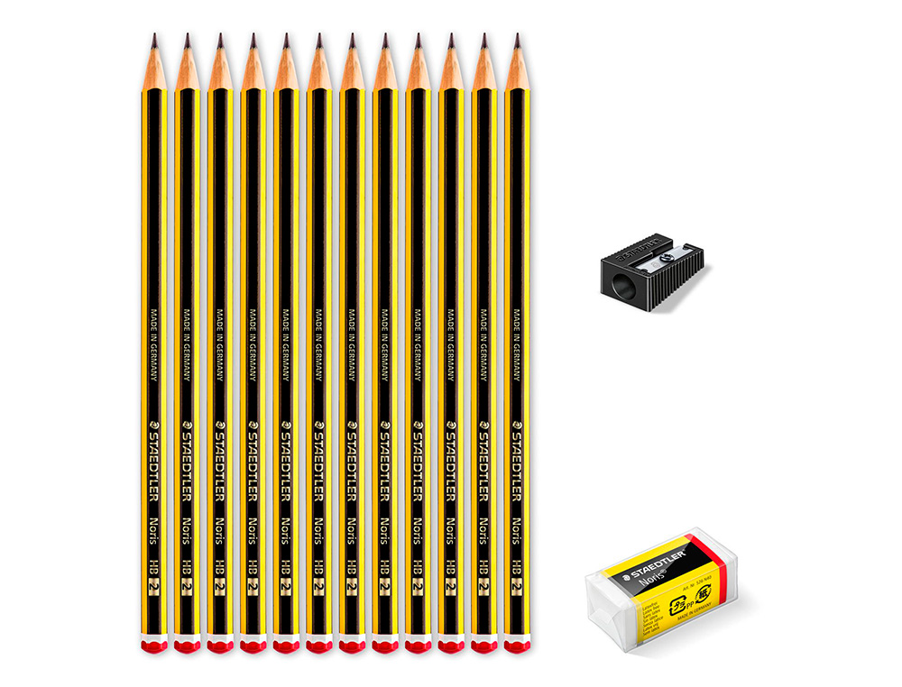 LAPICES DE GRAFITO STAEDTLER NORIS N.2 HB BLISTER PROMOCIONAL 120 ANIVERS DE 12 UDS + AFILALAPIZ Y GOMA