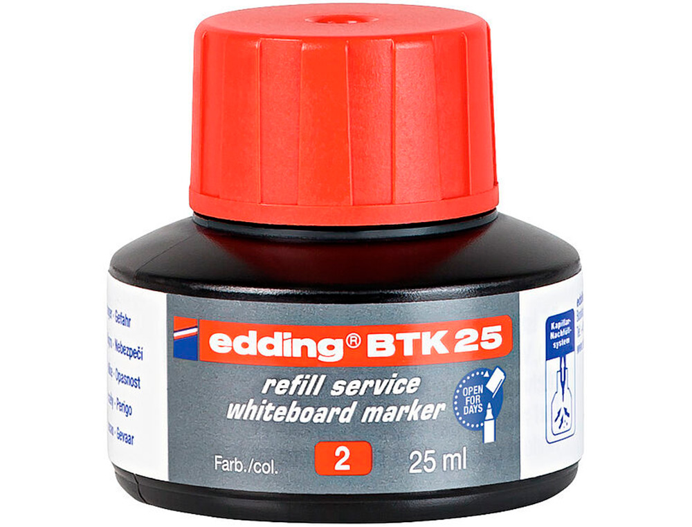 TINTA MARCADOR EDDING QUADRO BRANCO BTK-25 COR VERMELHO FRASCO DE 25 ML