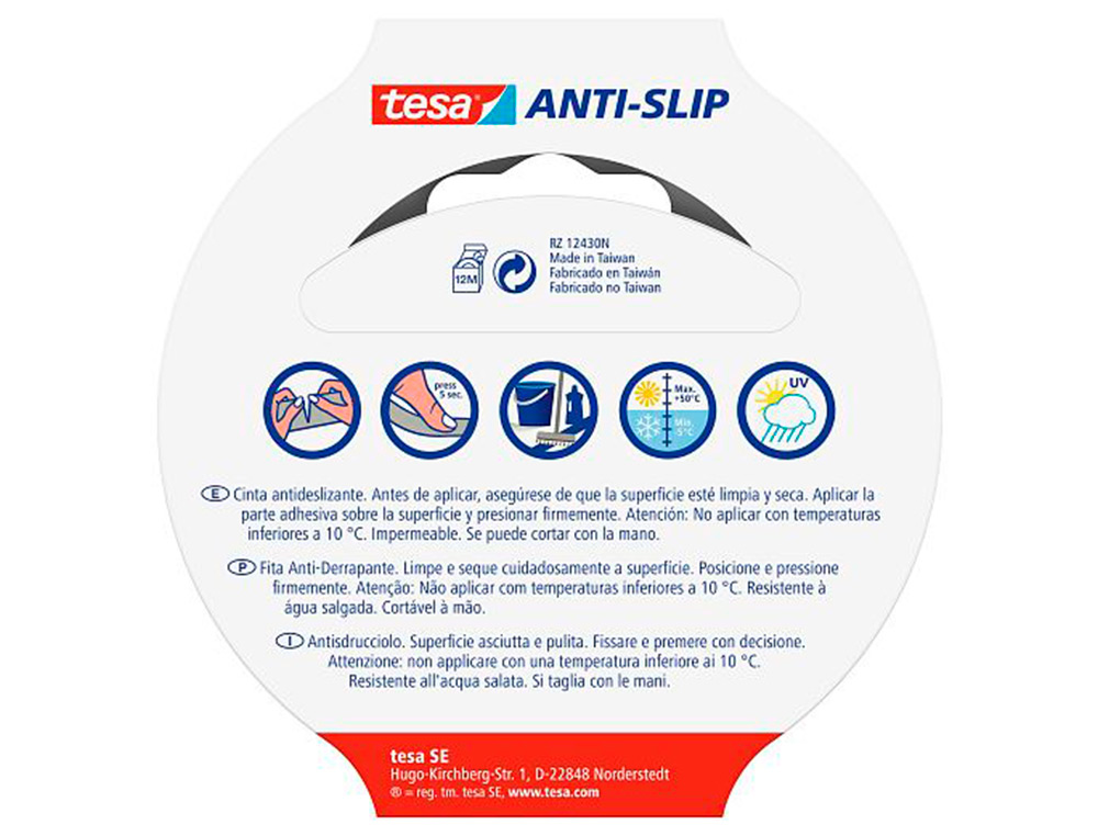 FITA ANTIDESLIZANTE ADESIVA TESA USO INTERIOR / EXTERIOR COR PRETO 15 MT X 25 MM