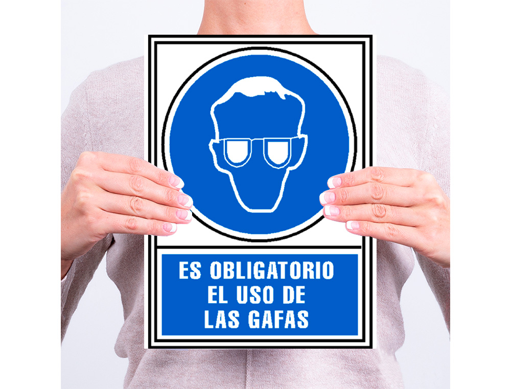 PICTOGRAMA ARCHIVO 2000 OBRIGATORIO USO DE OCULOS PVC AZUL LUMINISCENTE 210X297 MM
