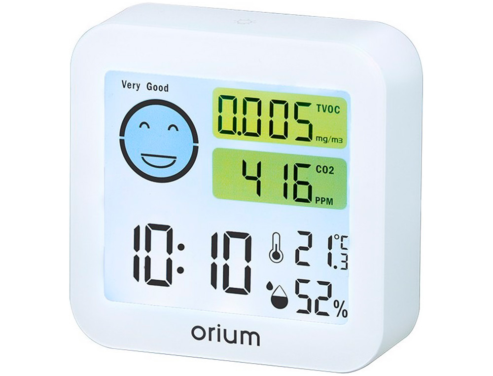 SENSOR QUALIDADE DE AIR ORIUM QUAELIS 20 MEDIDOR DE C02 E COV SUPERFICIE 30 M2 ECRA LCD COR BRANCO 64X56 MM