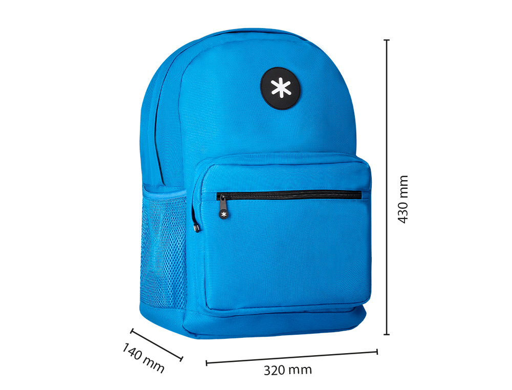 MOCHILA ANTARTIK COM ASA E BOLSO FRONTAL COM FECHO COR AZUL 320X140X430 MM