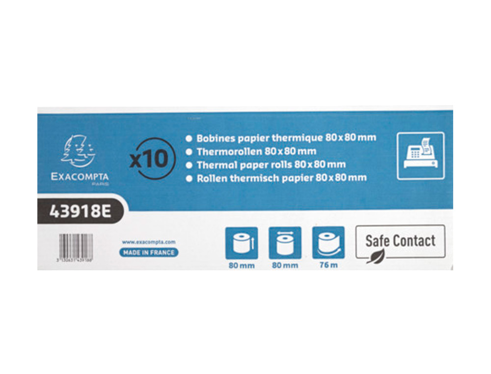 ROLO CALCULADORA EXACOMPTA SAFE CONTACT TERMICO 80 MM X 80 MM 52 G/M2