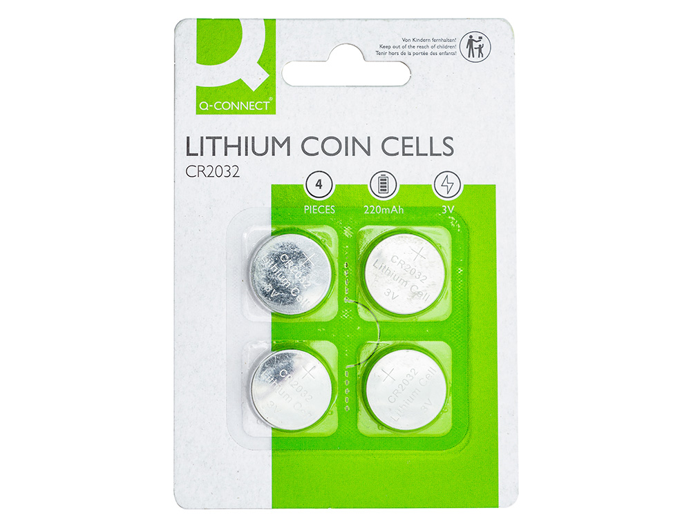 PILHAS Q-CONNECT TIPO BOTAO LITIO CR2032 3V BLISTER DE 4 UNIDADES