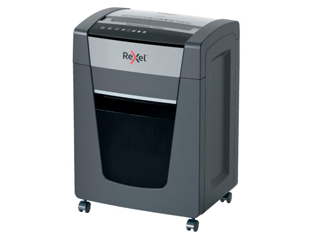 DESTRUIDORA DE DOCUMENTOS REXEL MOMENTUM EXTRA P420+ CAPACIDADE CORTE 20 F P4 DESTROI AGRAFES CLIPS CD E CARTOES 30 L