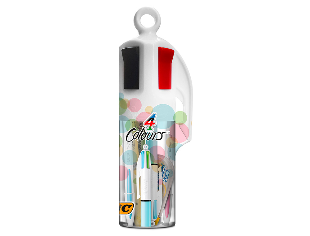 SET BIC MEGATUBO PASTEL 2 CRISTAL UP + 1 QUATRO CORES PASTEL + 2 FLUOR GRIP PASTEL + 1 CORRETOR MINI POCKET MOUSE