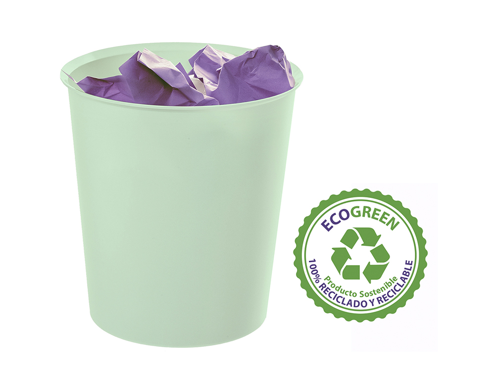 CESTO DE PAPEIS ARCHIVO 2000 ECOGREEN PLASTICO 100% RECICLAVEL 18 LITROS COR VERDE PASTEL