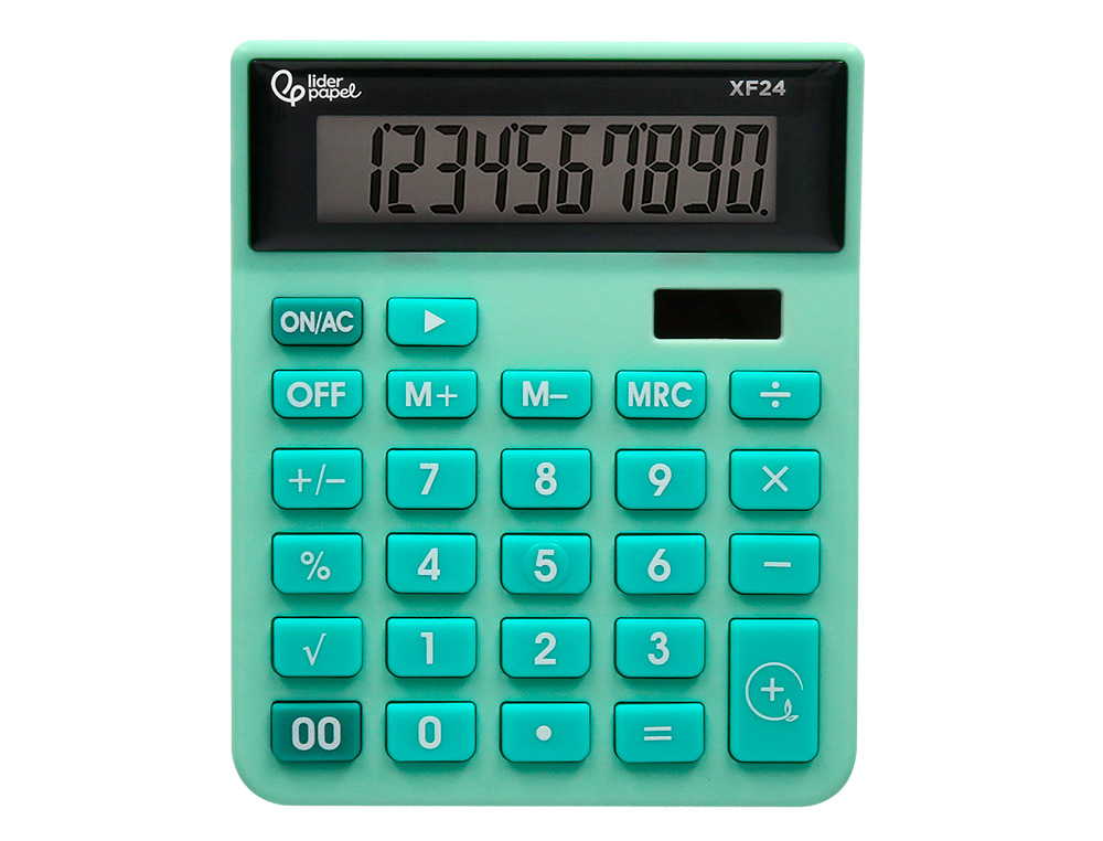 CALCULADORA LIDERPAPEL DE SECRETARIA XF24 10 DIGITOS SOLAR E PILHAS COR VERDE 127X105X24 MM