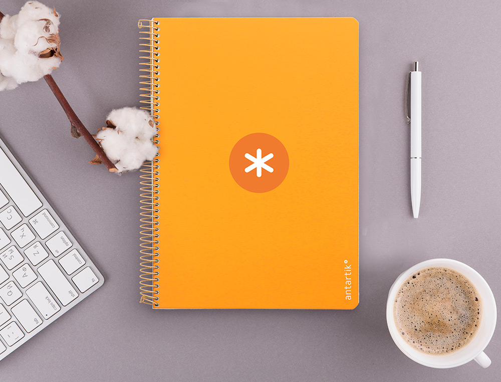 CADERNO ESPIRAL LIDERPAPEL DIN A4 ANTARTIK CAPA DURA 80 F 100 GR QUADRICULA 5MM COM MARGEM COR MOSTARDA