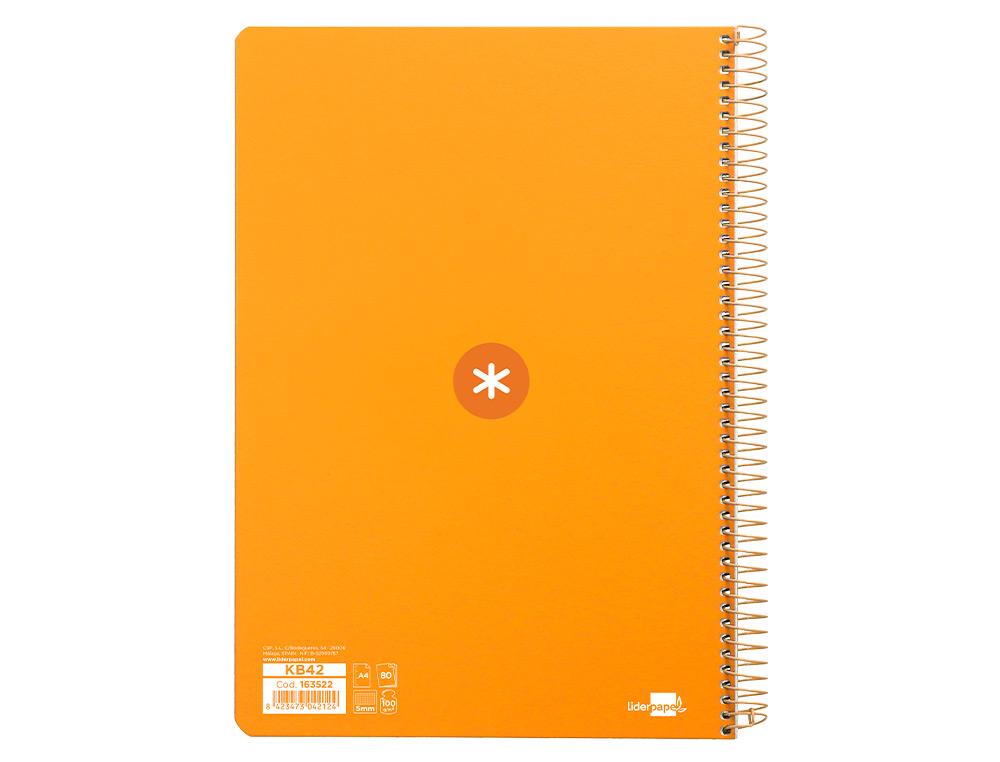 CADERNO ESPIRAL LIDERPAPEL DIN A4 ANTARTIK CAPA DURA 80 F 100 GR QUADRICULA 5MM COM MARGEM COR MOSTARDA