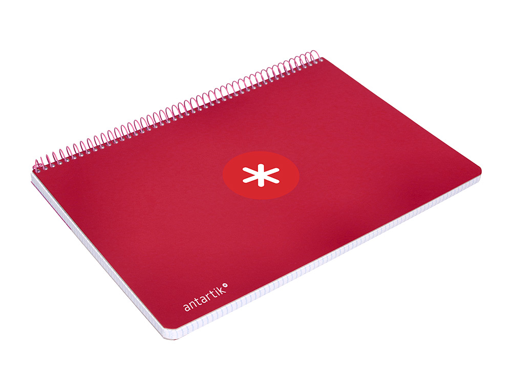 CADERNO ESPIRAL LIDERPAPEL DIN A4 ANTARTIK CAPA DURA 80 F 100 GR QUADRICULA 5MM COM MARGEM COR FRAMBOESA