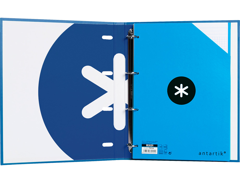 PASTA ANTARTIK COM RECARGA DIN A4 QUADRICULA 5MM FORRADA 4 ANEIS 25MM COR AZUL ESCURO