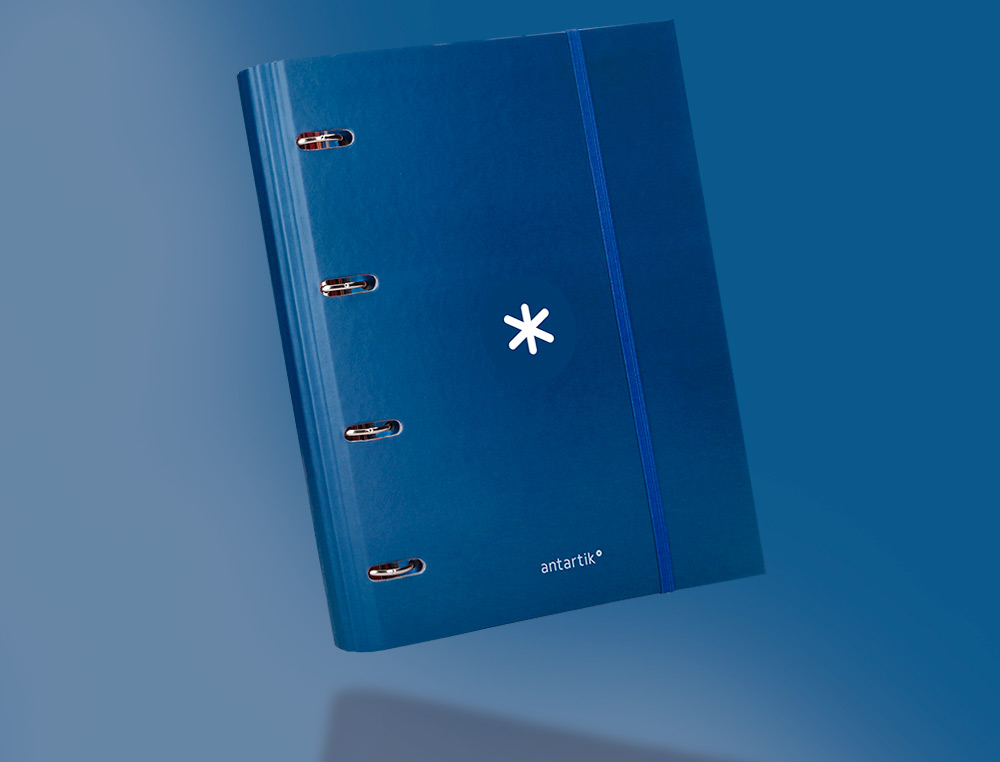 PASTA ANTARTIK COM RECARGA E ABA DIN A4 QUADRICULA 5MM FORRADA 4 ANEIS 40MM COR AZUL ESCURO