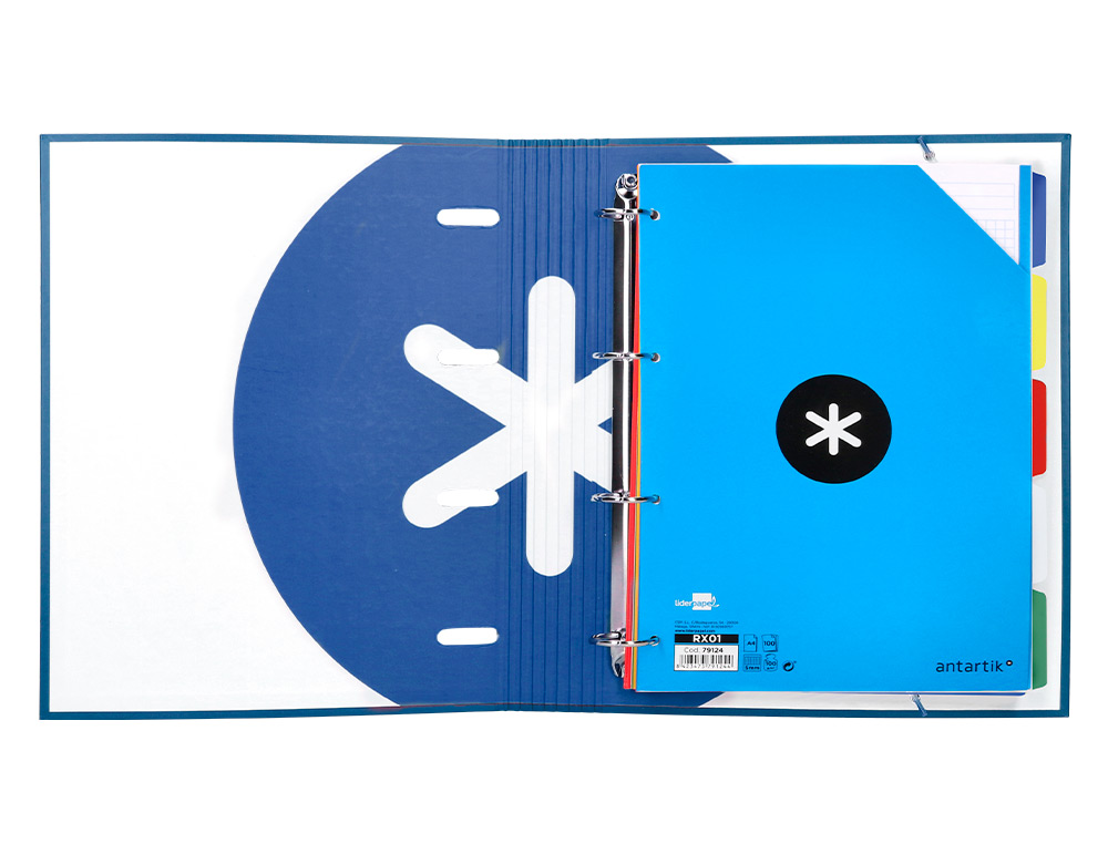 PASTA ANTARTIK COM RECARGA E ABA DIN A4 QUADRICULA 5MM FORRADA 4 ANEIS 40MM COR AZUL ESCURO