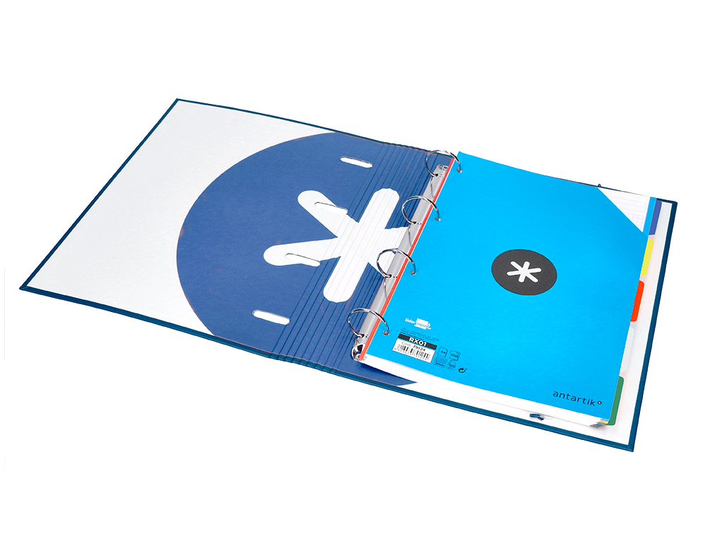 PASTA ANTARTIK COM RECARGA E ABA DIN A4 QUADRICULA 5MM FORRADA 4 ANEIS 40MM COR AZUL ESCURO