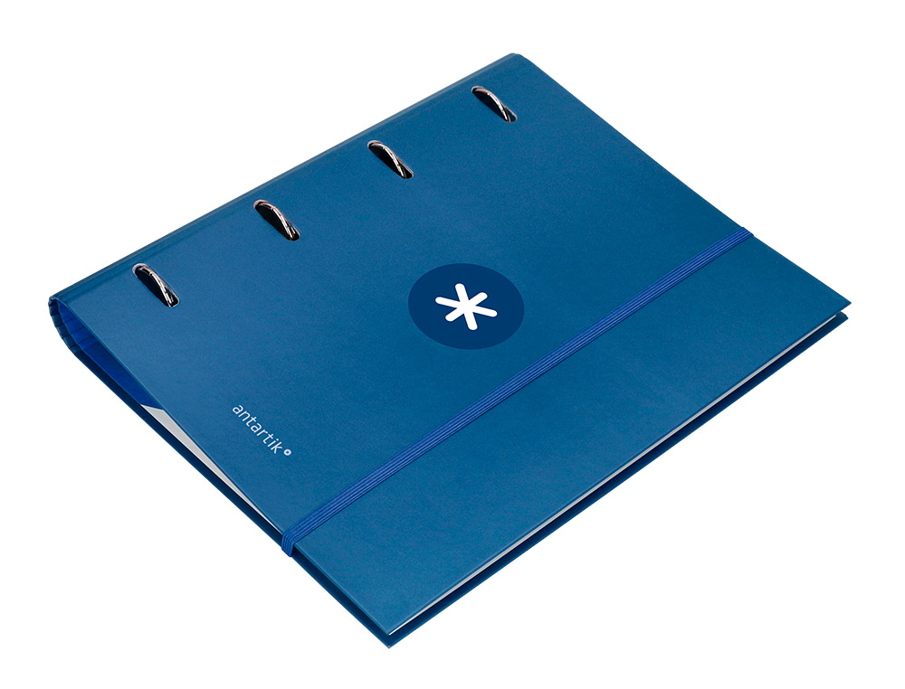 PASTA ANTARTIK COM RECARGA E ABA DIN A4 QUADRICULA 5MM FORRADA 4 ANEIS 40MM COR AZUL ESCURO