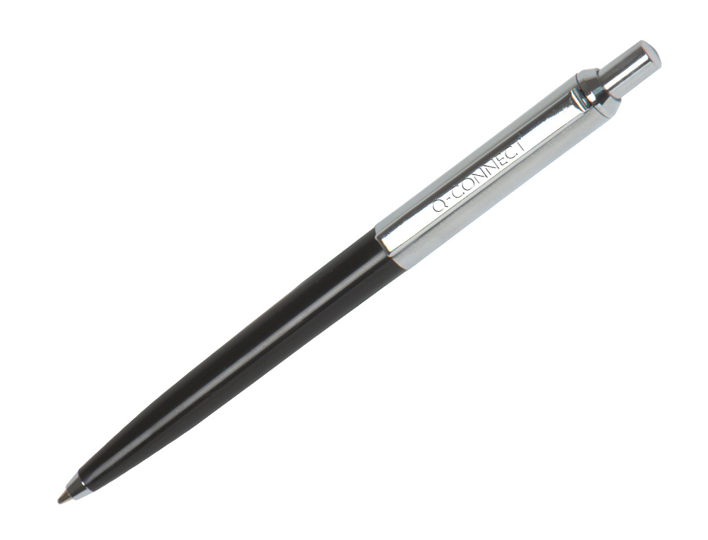 ESFEROGRAFICA Q-CONNECT PREMIUM METALICA RETRATIL COM CLIP COR PRETO PONTA 1 MM