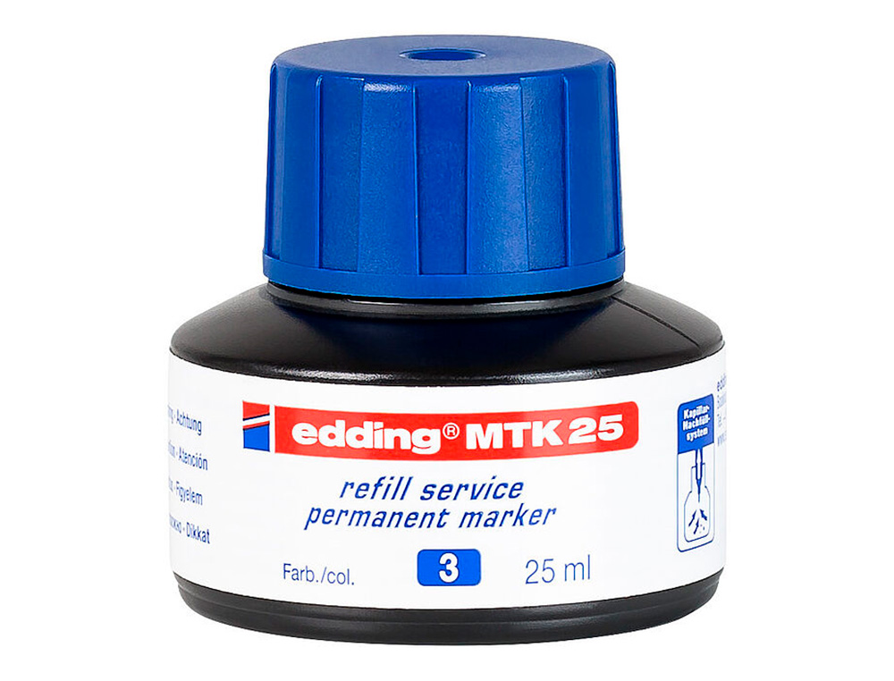TINTA MARCADOR EDDING MTK-25 COM SISTEMA CAPILAR COR AZUL FRASCO DE 25 ML