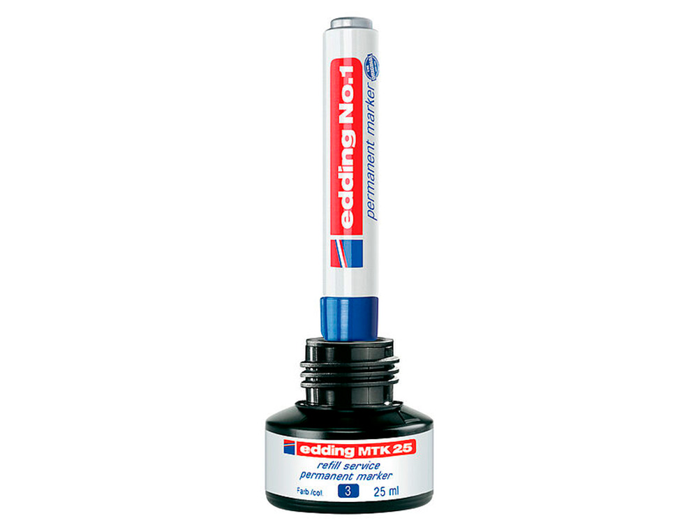 TINTA MARCADOR EDDING MTK-25 COM SISTEMA CAPILAR COR AZUL FRASCO DE 25 ML