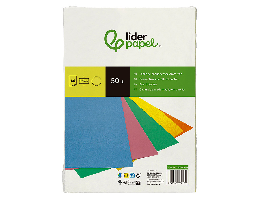 CAPA DE ENCADERNACAO LIDERPAPEL CARTAO DIN A4 0,9 MM AMARELO FLUOR PACK DE 50 UNIDADES