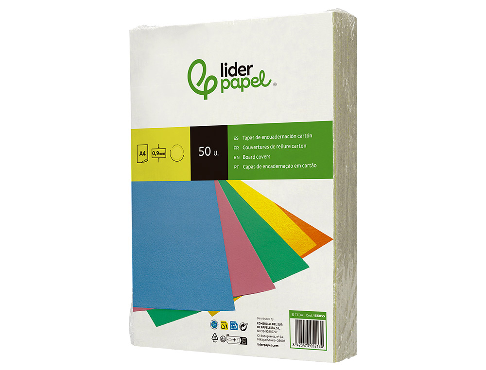 CAPA DE ENCADERNACAO LIDERPAPEL CARTAO DIN A4 0,9 MM AMARELO FLUOR PACK DE 50 UNIDADES