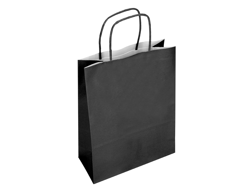SACO DE PAPEL Q-CONNECT CELULOSE PRETO S COM ASA TORCIDA 240X320X100 MM