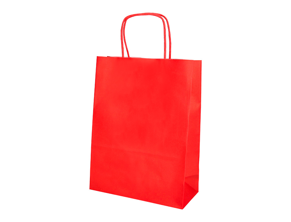 SACO DE PAPEL Q-CONNECT CELULOSE VERMELHO M COM ASA TORCIDA 270X370X12 MM