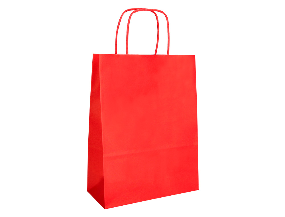 SACO DE PAPEL Q-CONNECT CELULOSE VERMELHO M COM ASA TORCIDA 270X370X12 MM