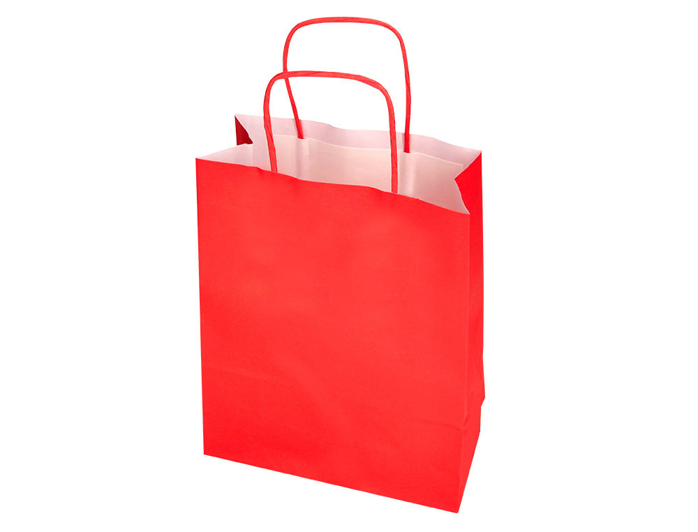 SACO DE PAPEL Q-CONNECT CELULOSE VERMELHO M COM ASA TORCIDA 270X370X12 MM