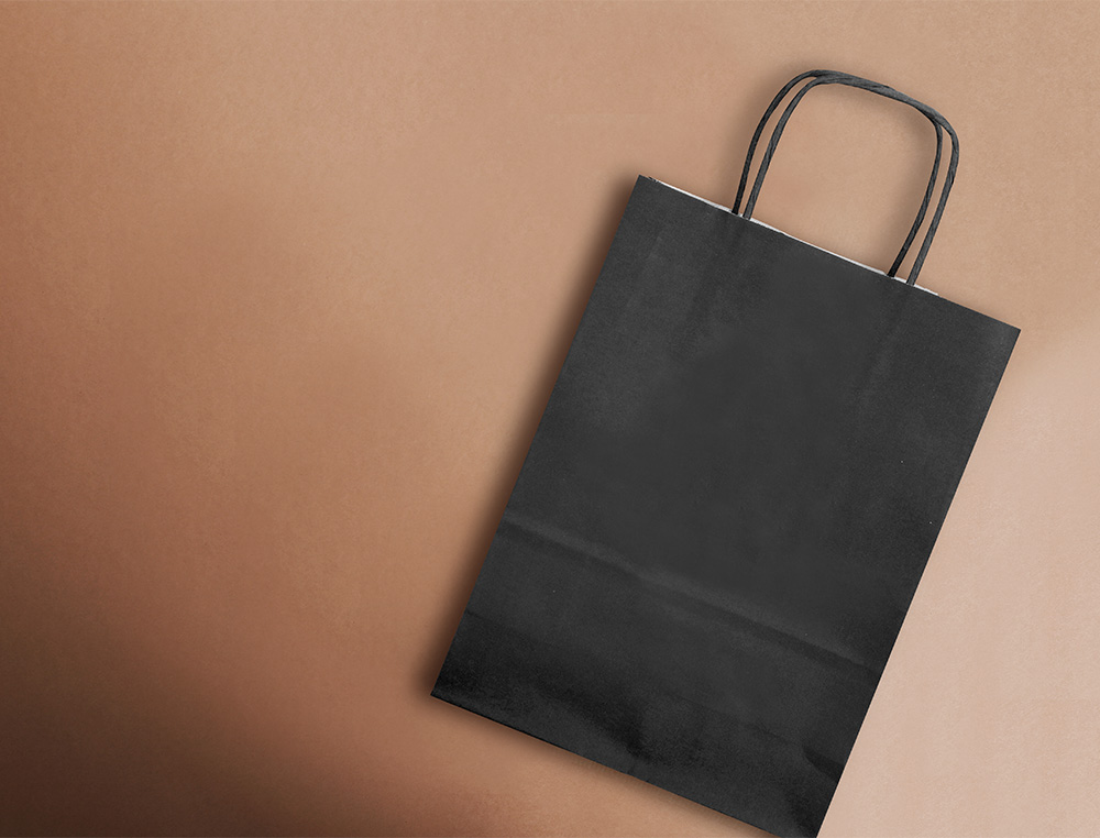 SACO DE PAPEL Q-CONNECT CELULOSE PRETO M COM ASA TORCIDA 270X370X120 MM