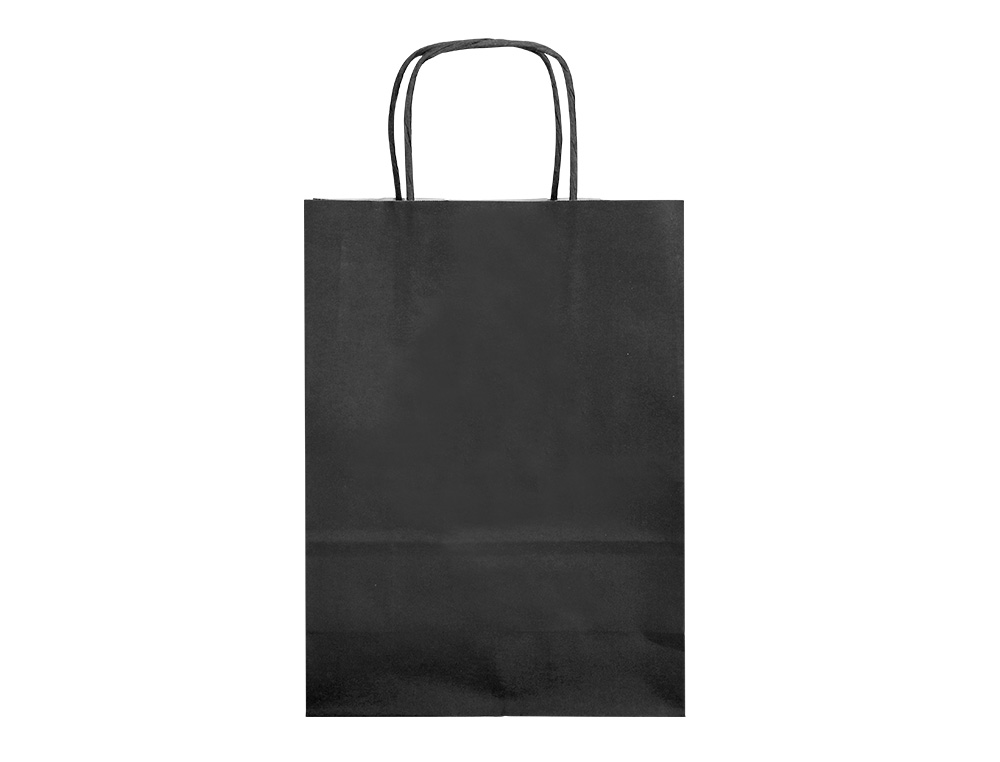 SACO DE PAPEL Q-CONNECT CELULOSE PRETO M COM ASA TORCIDA 270X370X120 MM