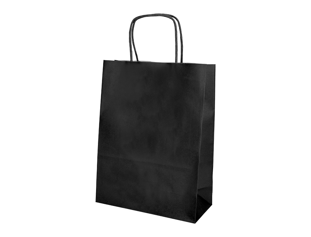 SACO DE PAPEL Q-CONNECT CELULOSE PRETO M COM ASA TORCIDA 270X370X120 MM